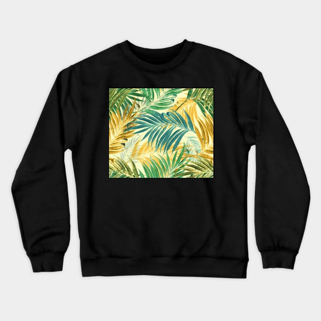 Palm Leaves in Yellow Crewneck Sweatshirt by BessoChicca